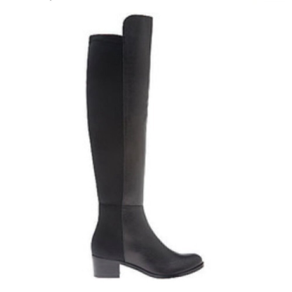 Lane Bryant SZ 7W Letizia Black leather above knee boot Timeless Edgy Essential